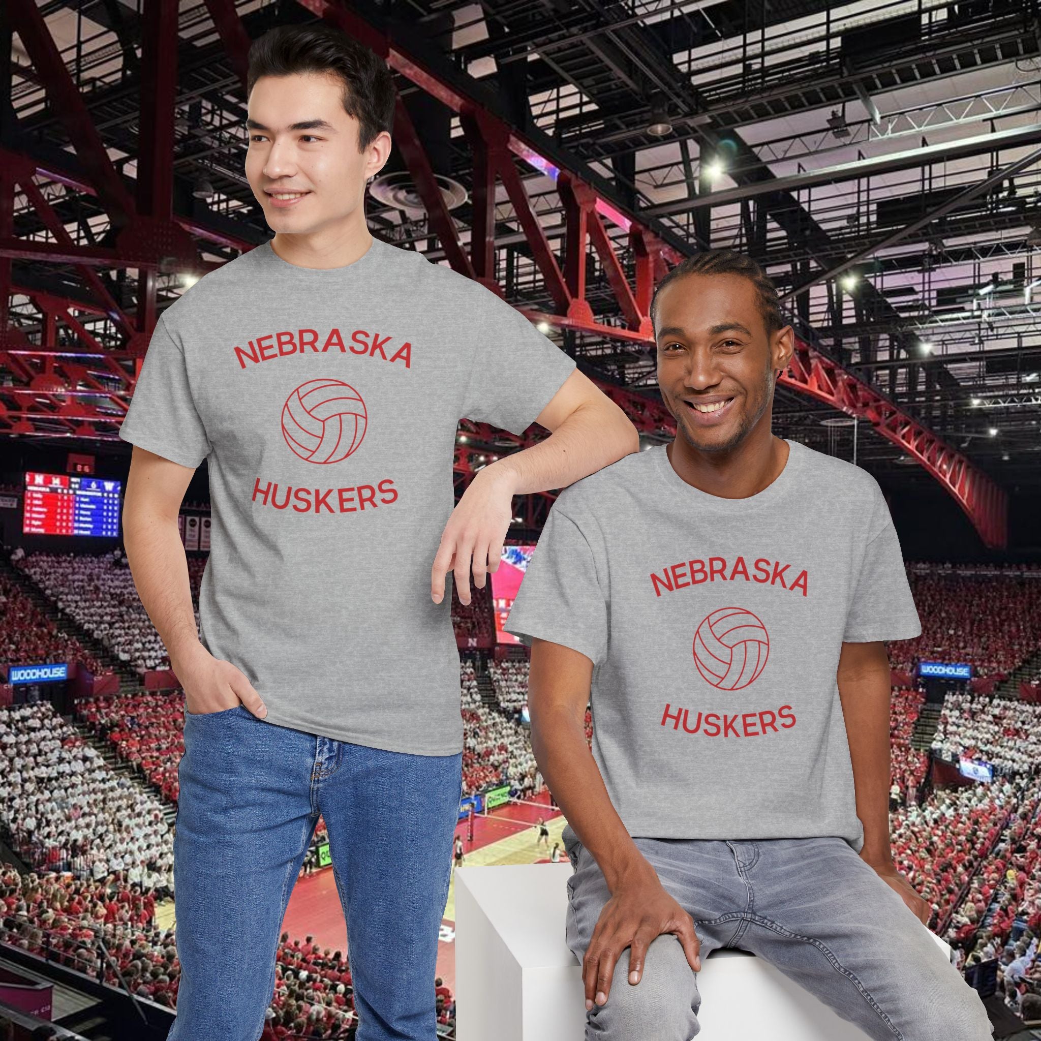 Nebraska Huskers Volleyball Tee — Vintage Red Logo T-Shirt