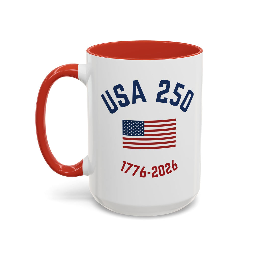 USA 250th Anniversary Coffee Mug | American Flag Accent Mug (11oz & 15oz)