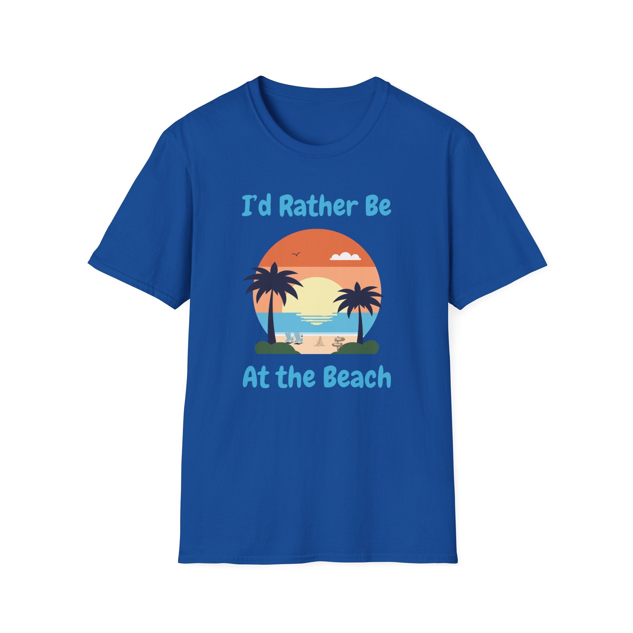 I'd Rather Be At The Beach T-Shirt — Retro Sunset Palm Beach Tee