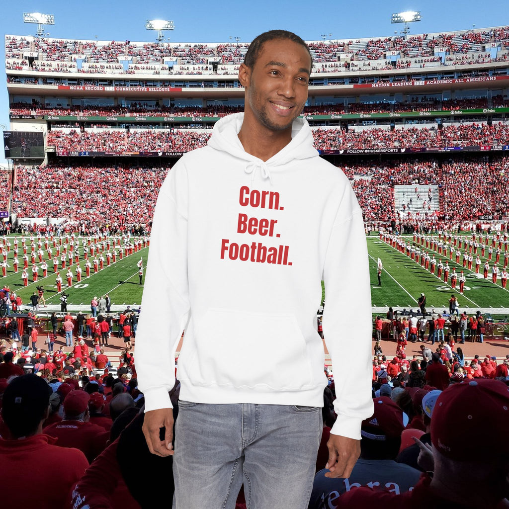 Corn. Beer. Football. Hoodie — Tailgate & Game Day Pullover for Fans