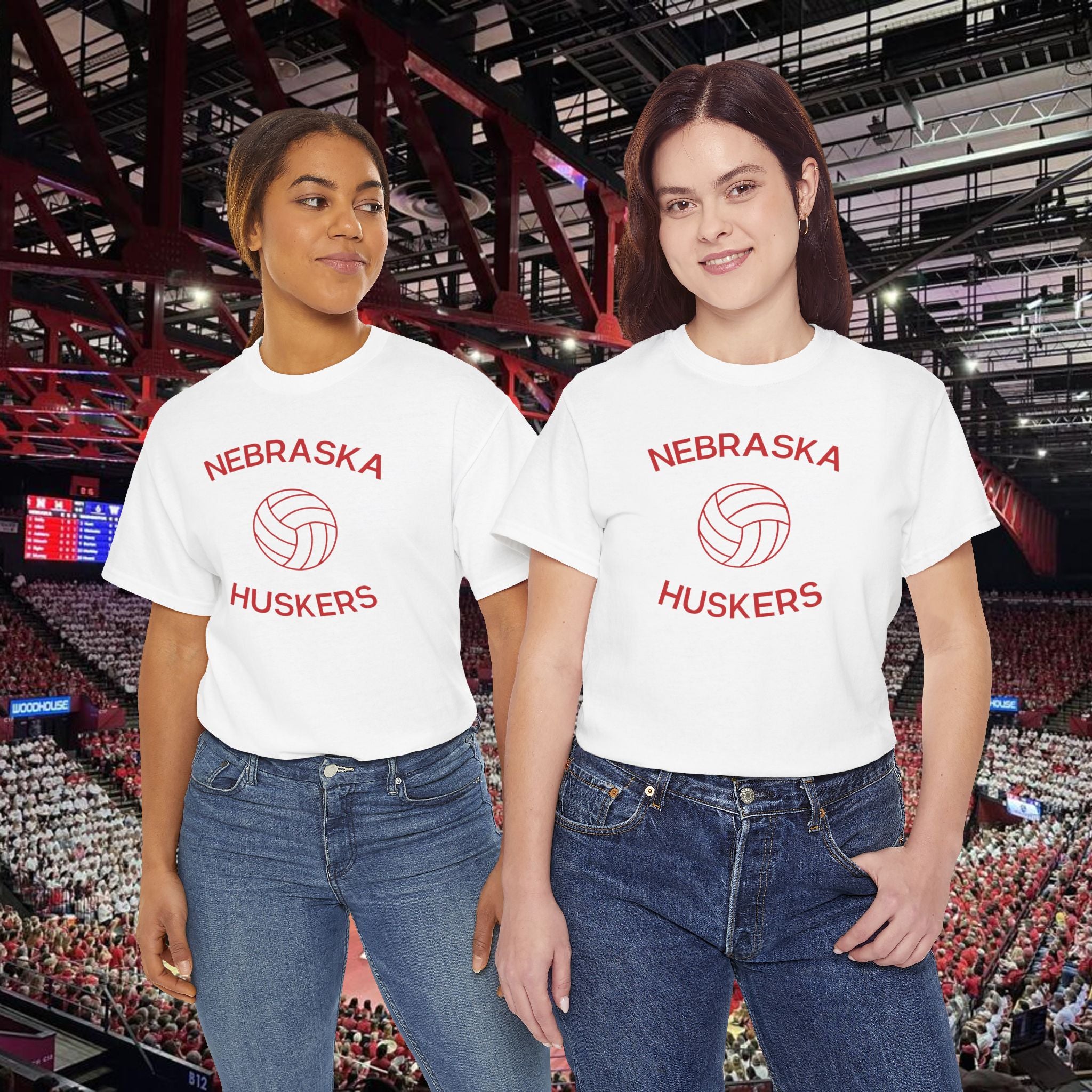 Nebraska Huskers Volleyball Tee — Vintage Red Logo T-Shirt