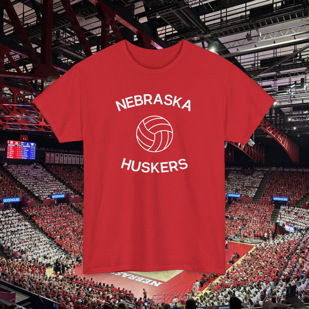 Nebraska Huskers Volleyball Tee — Vintage Red Logo T-Shirt