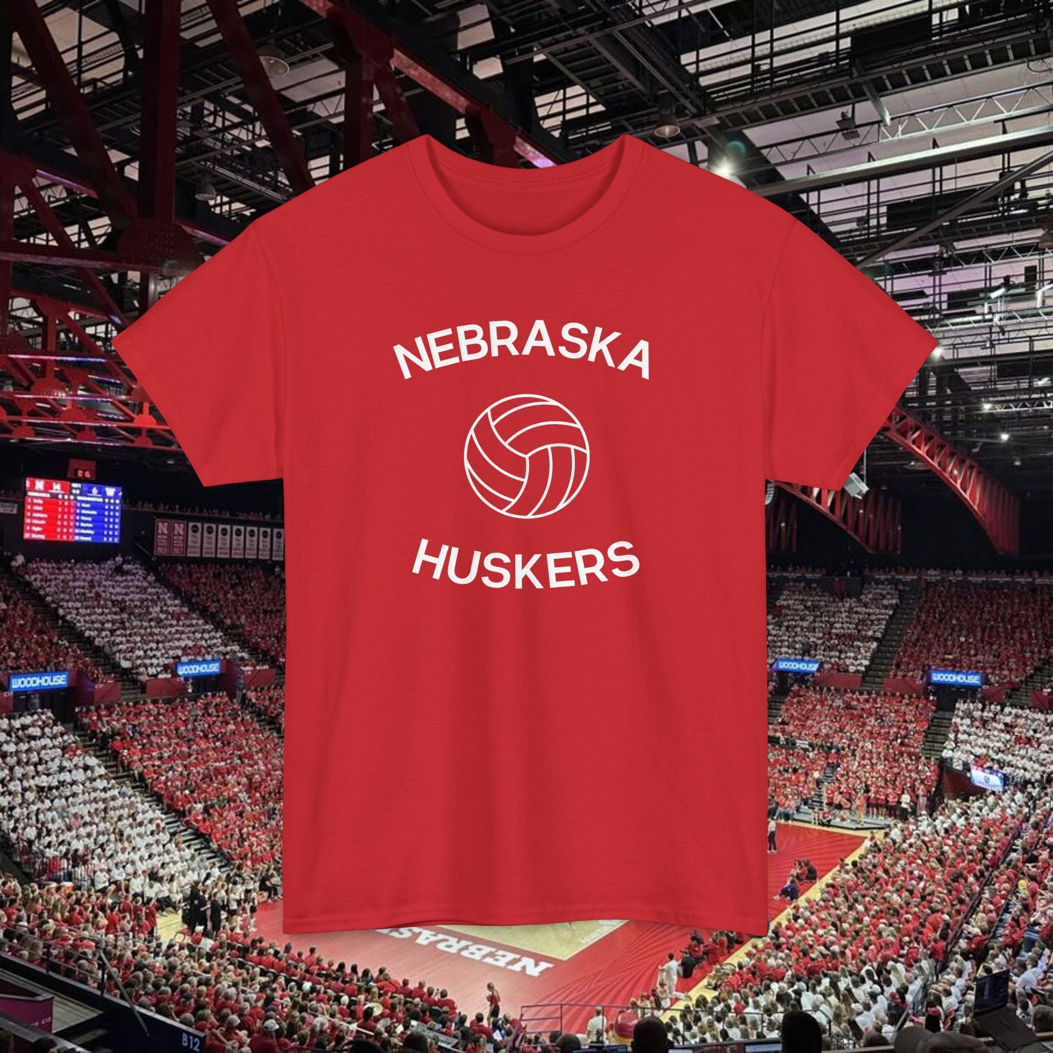 Nebraska Huskers Volleyball Tee — Vintage Red Logo T-Shirt