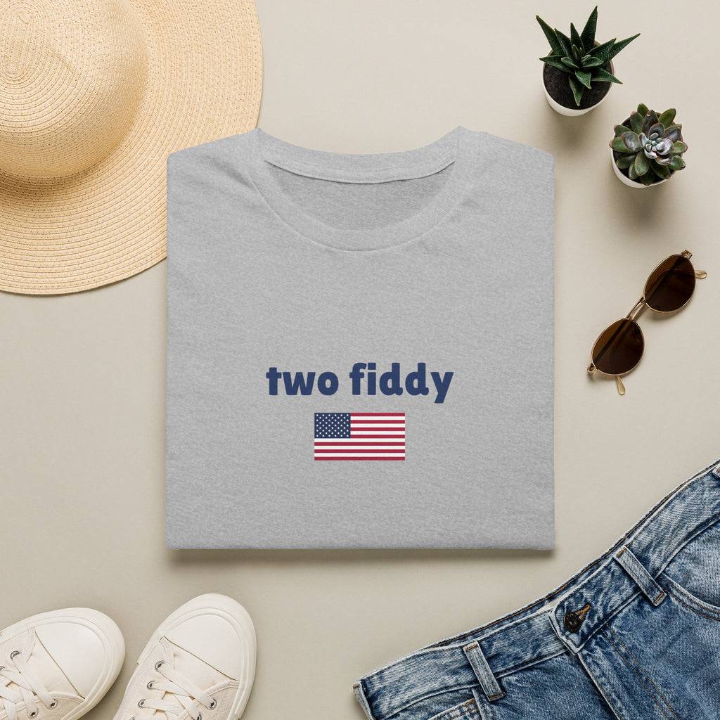 T-Shirt “two fiddy” Patriotic American Flag Tee — Funny Casual USA Pride Shirt