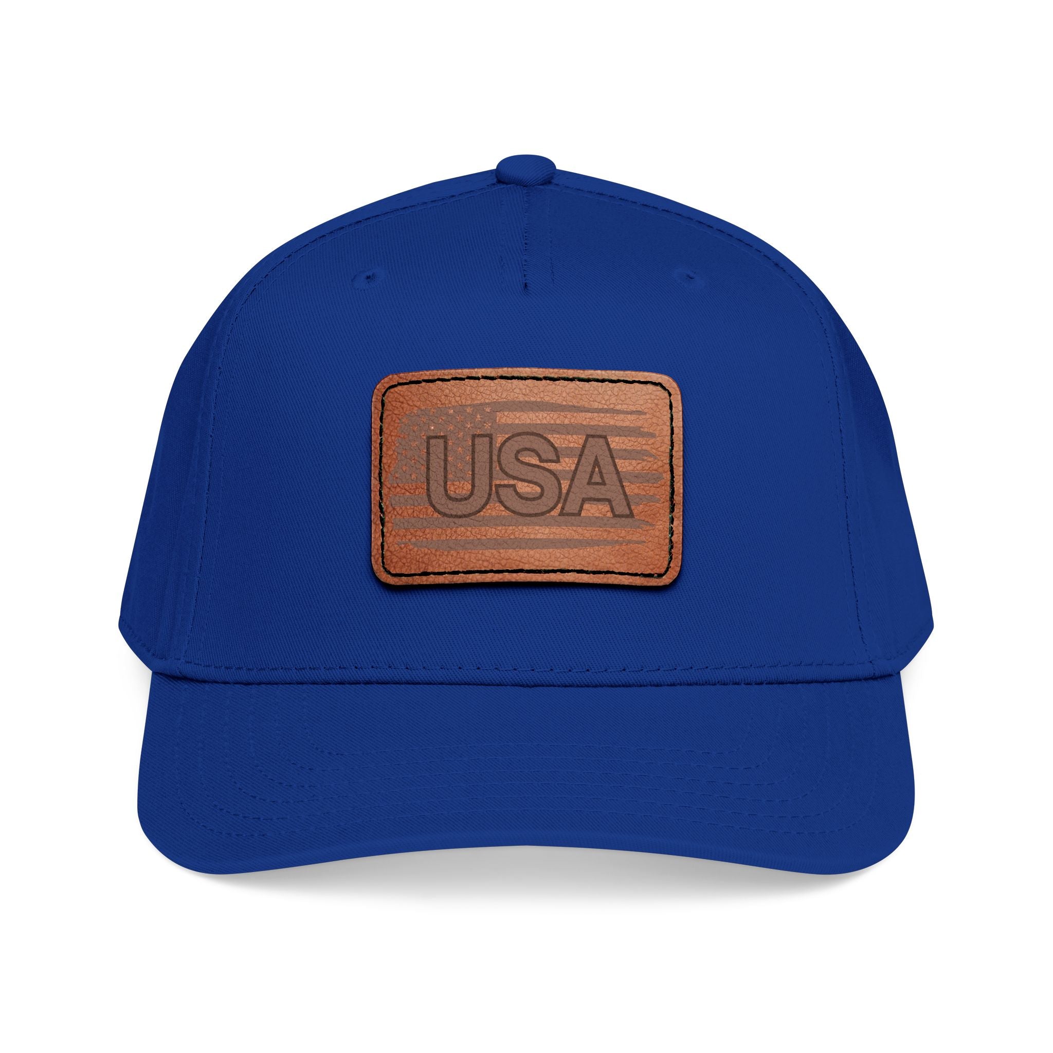 USA Leather Patch Mid Profile Baseball Cap