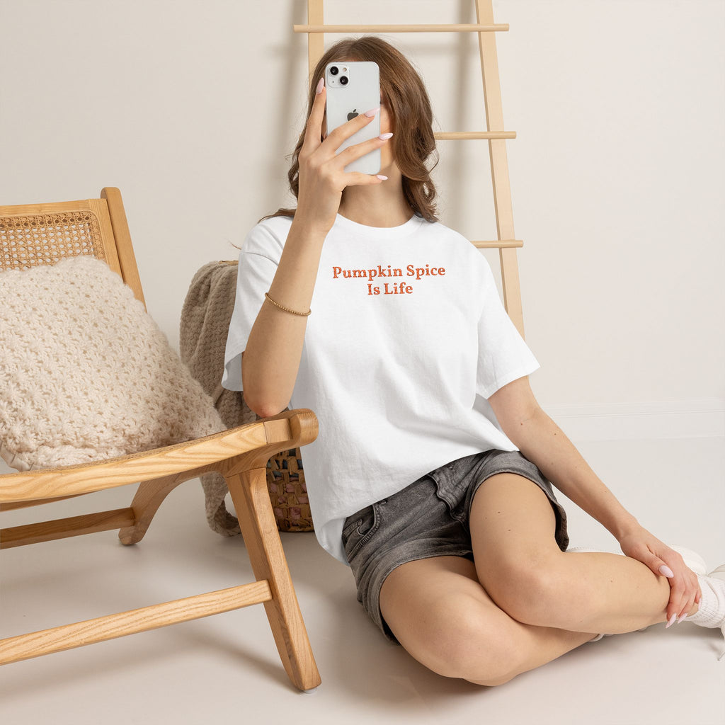 Pumpkin Spice Is Life Tee — Embroidered Fall Coffee Shirt