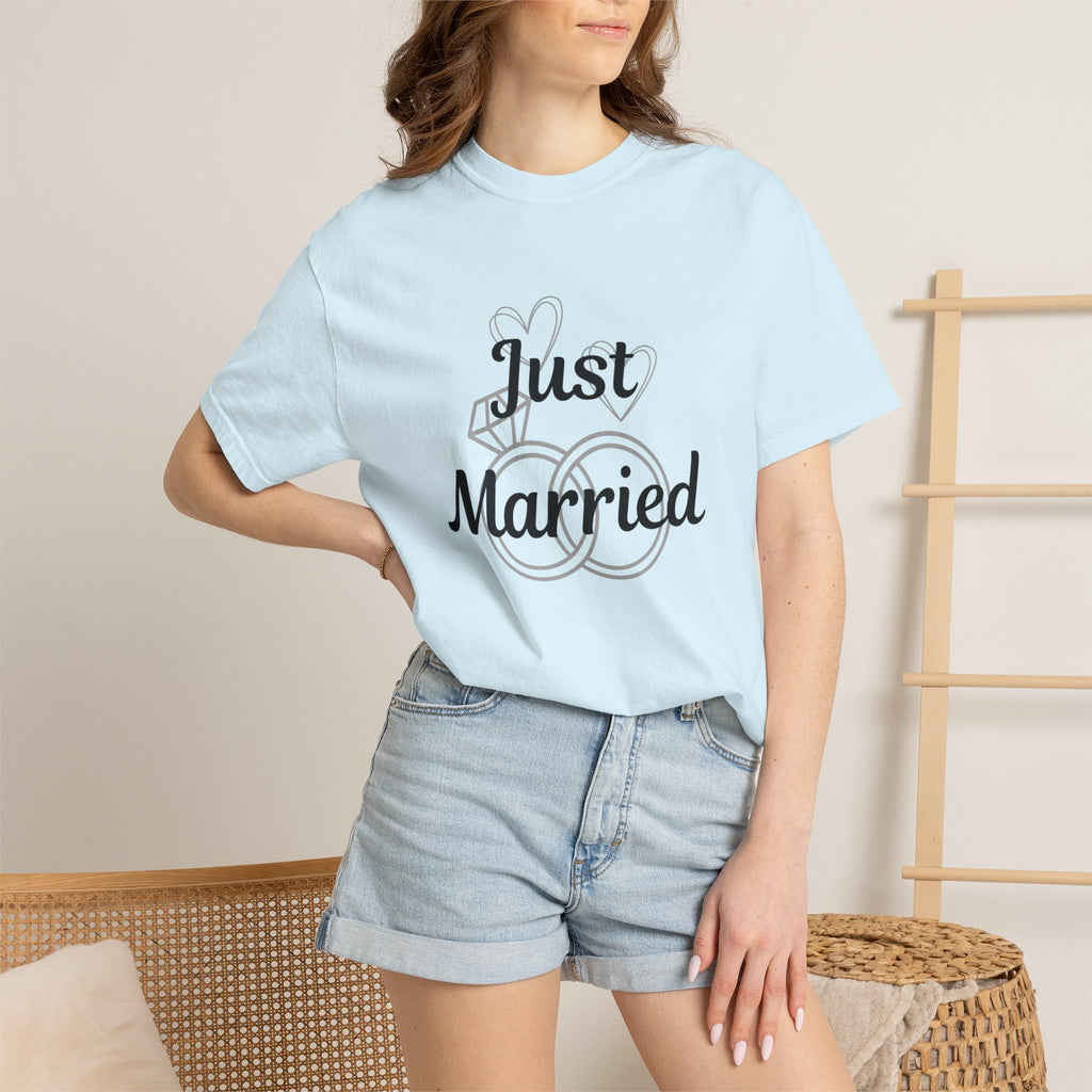 Just Married T‑Shirt — Personalized Last Name Wedding Tee