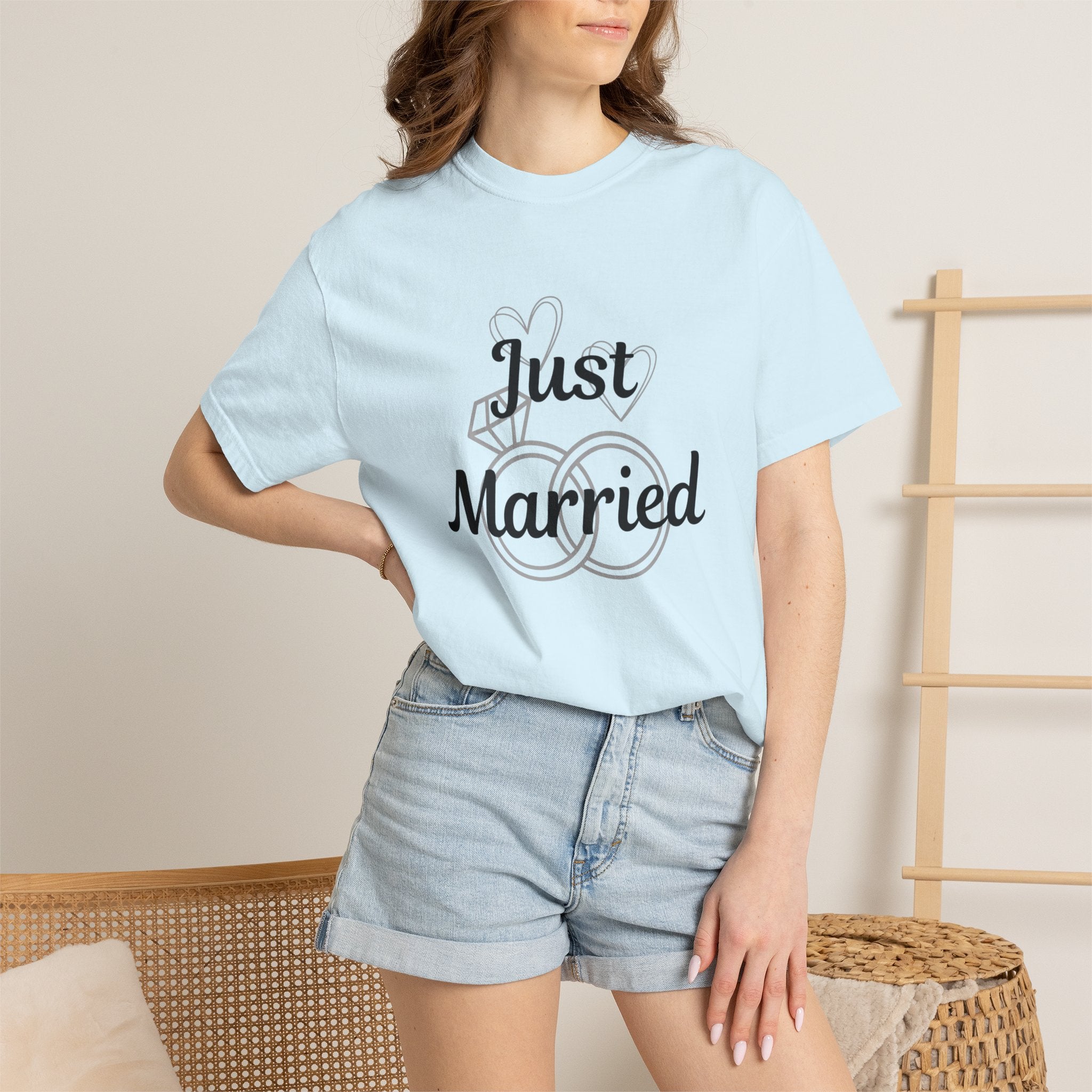 Just Married T‑Shirt — Personalized Last Name Wedding Tee