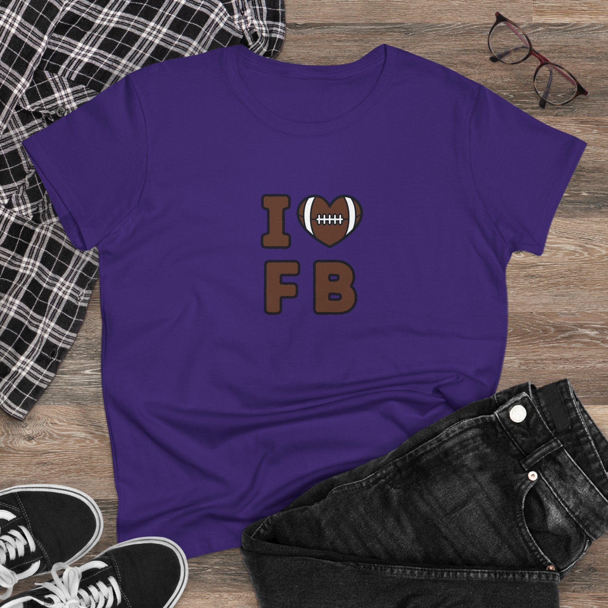 I Heart FB Football Women's Tee – Cute Football Lover Shirt