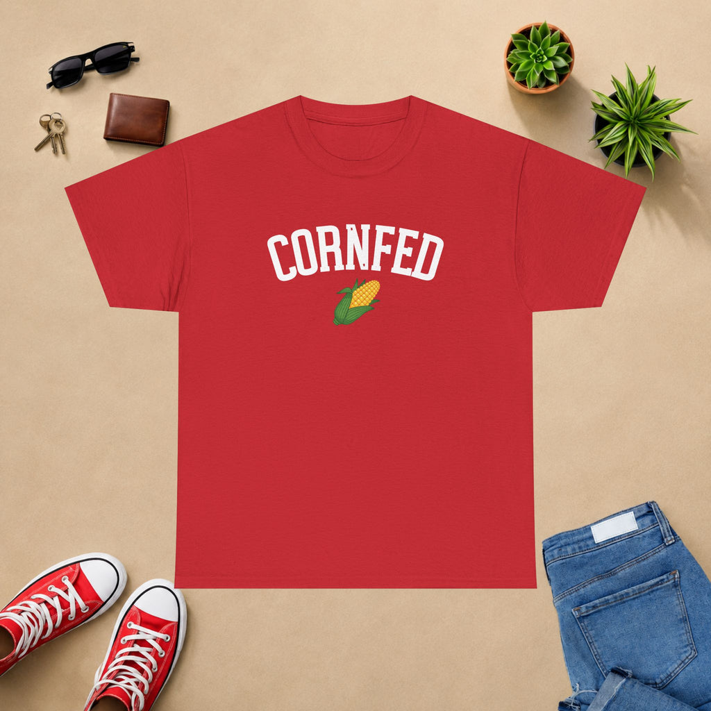 Cornfed Corn Tee — Retro Farm Graphic T-Shirt for Nebraska Fans