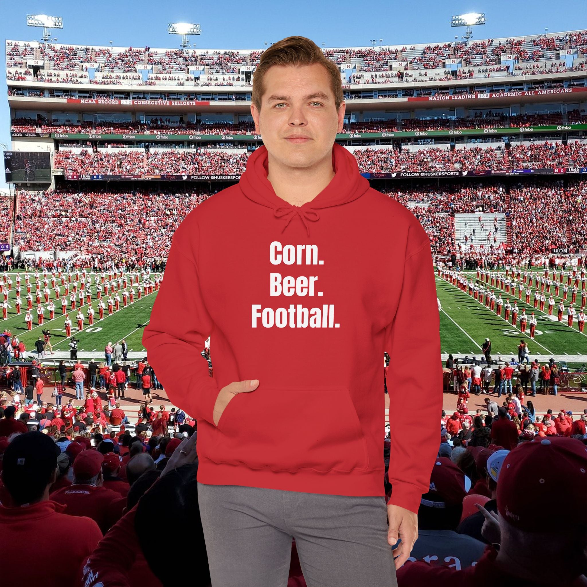 Corn. Beer. Football. Hoodie — Tailgate & Game Day Pullover for Fans