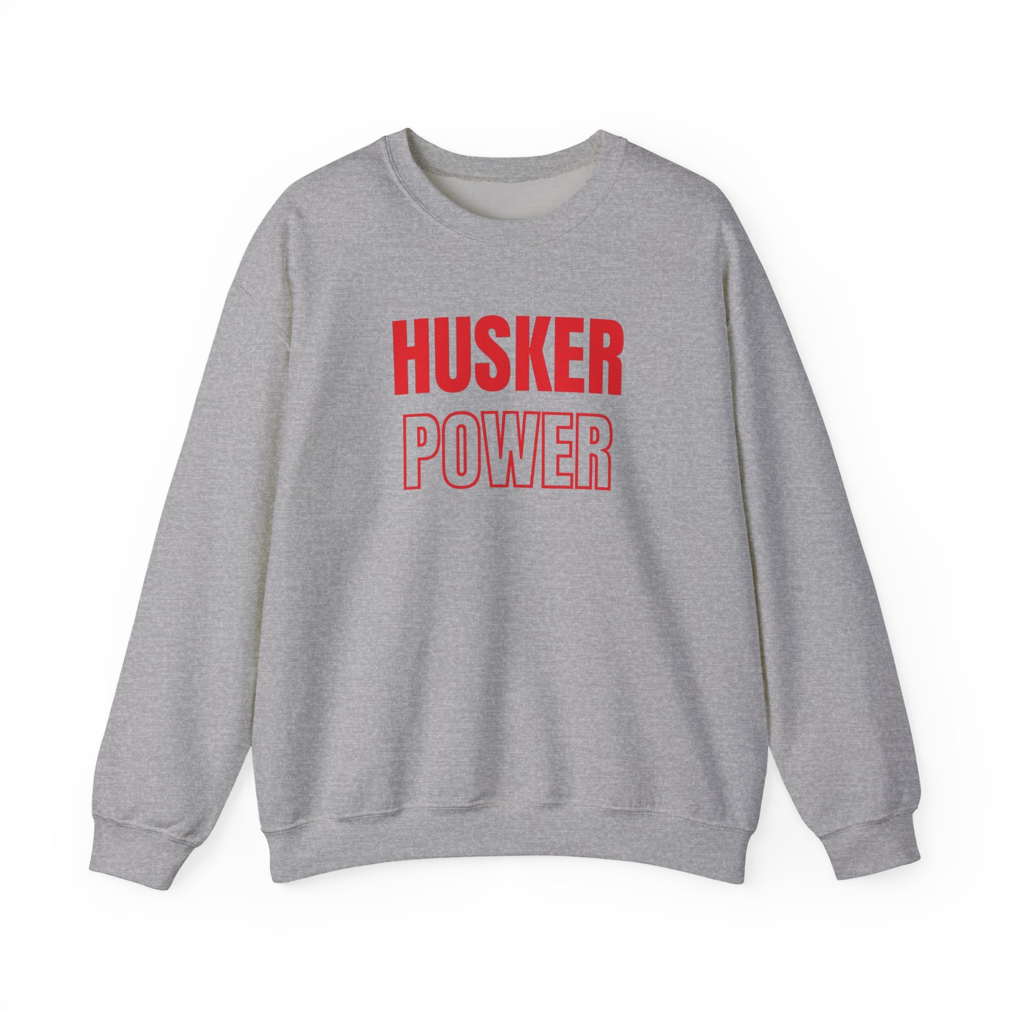 Crewneck Sweatshirt — "HUSKER POWER" Bold Red College Football Fan Pullover