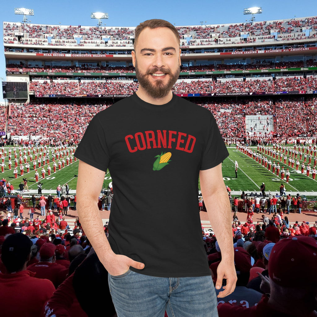 Cornfed Corn Tee — Retro Farm Graphic T-Shirt for Nebraska Fans