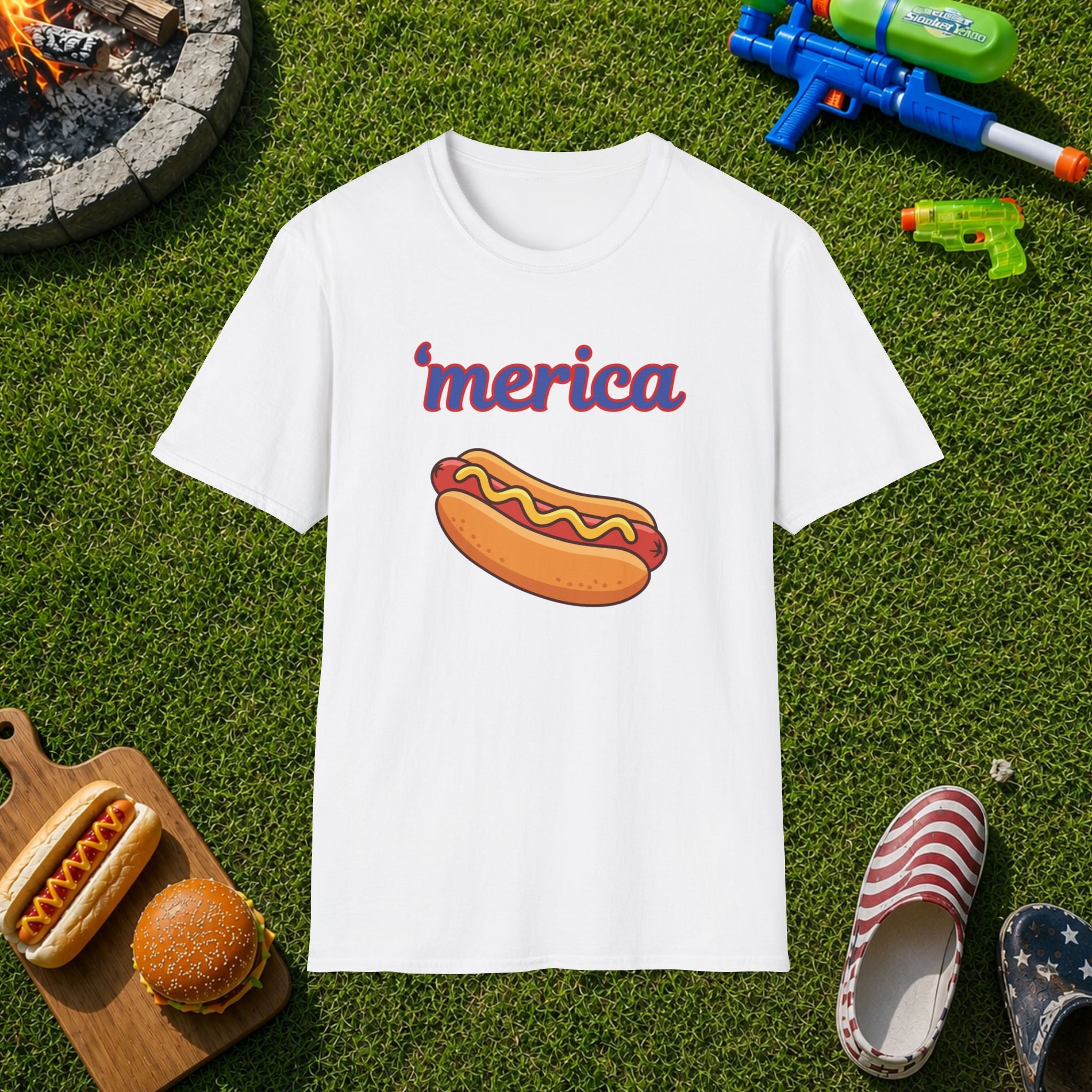 'merica Hot Dog T-Shirt — Patriotic Fourth of July Tee