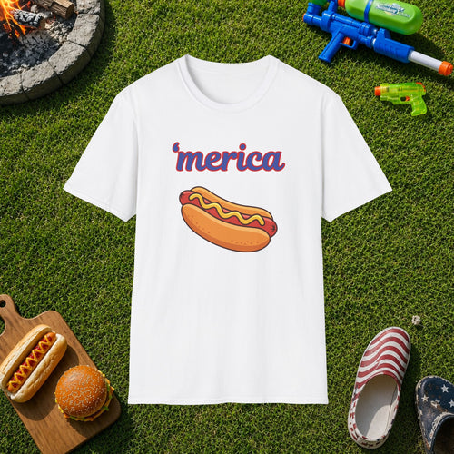 'merica Hot Dog T-Shirt — Patriotic Fourth of July Tee