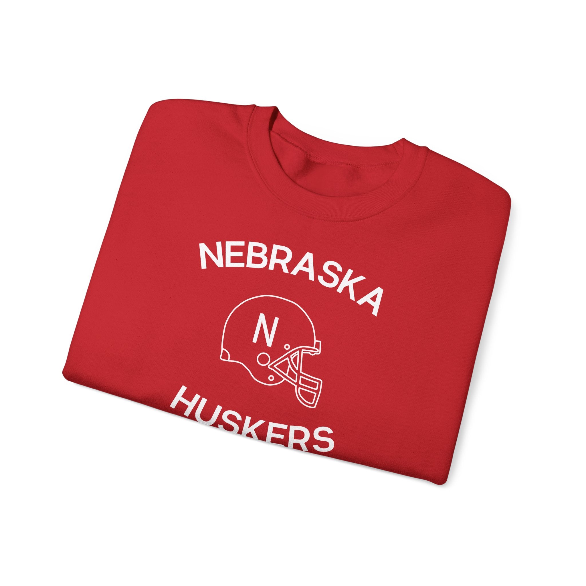 Nebraska Huskers Football Crewneck Sweatshirt — Retro Helmet Design