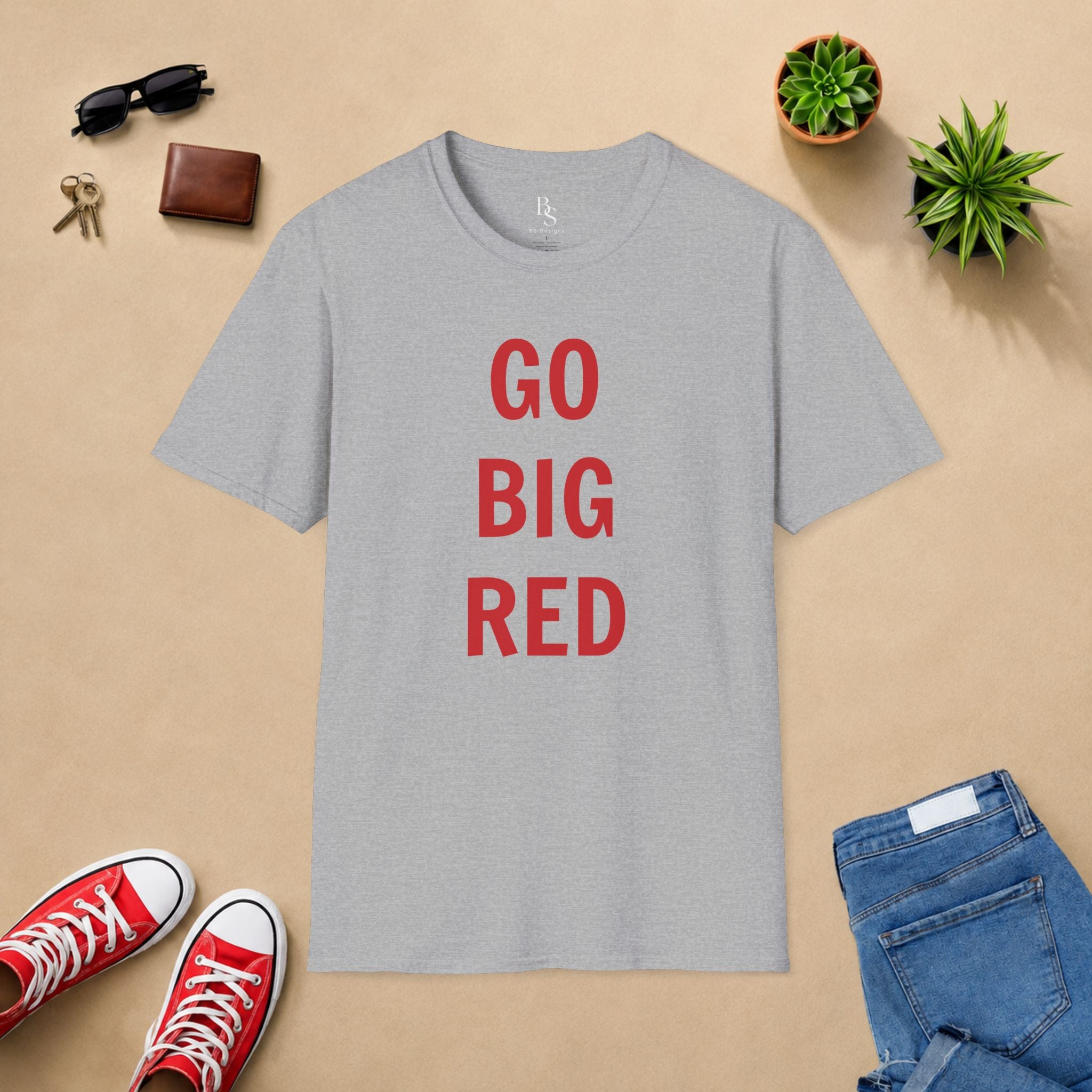 Go Big Red T-Shirt — Bold Typography Fan Tee