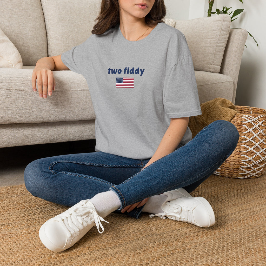 T-Shirt “two fiddy” Patriotic American Flag Tee — Funny Casual USA Pride Shirt