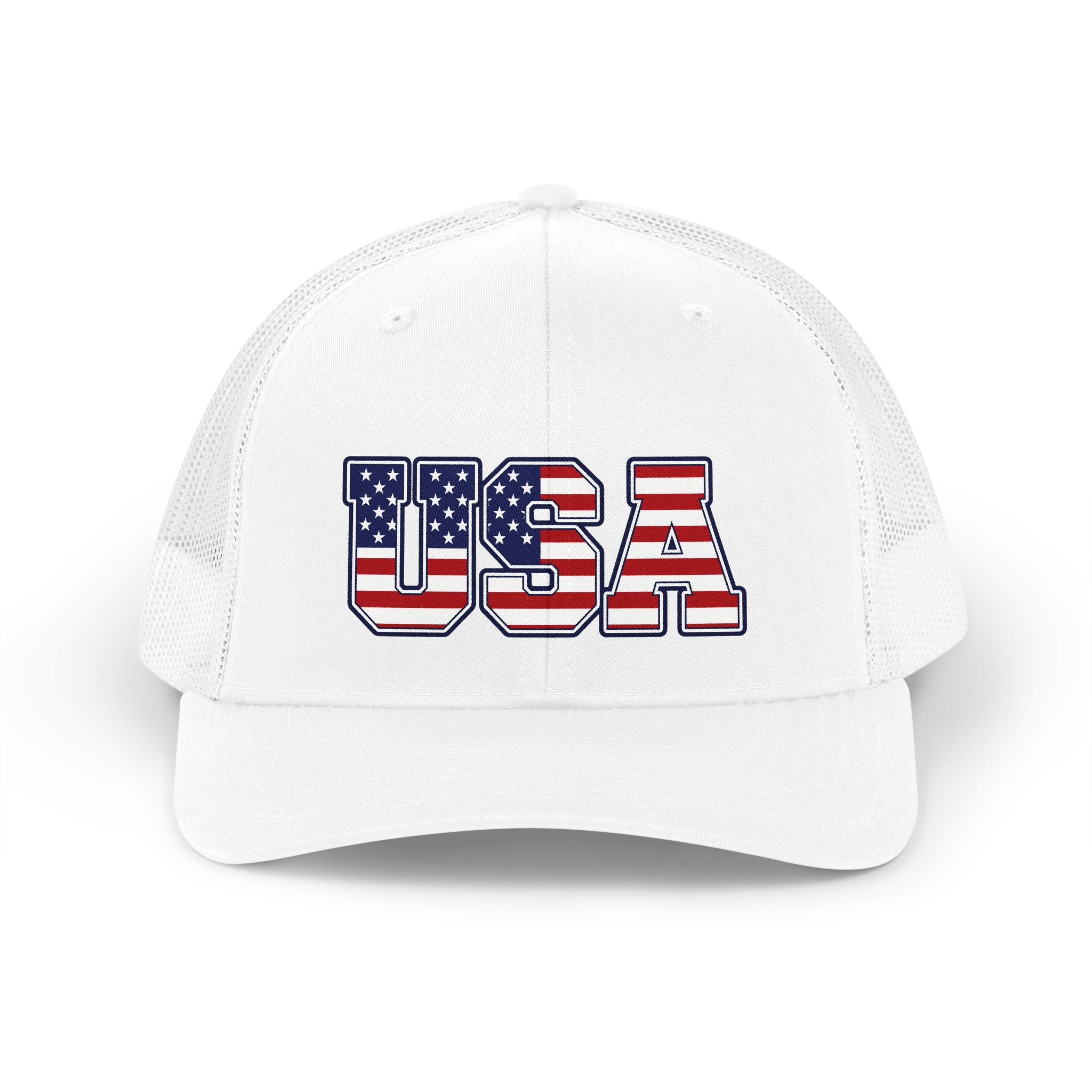 USA Retro Trucker Hat — American Flag Patch Cap for July 4th & Patriotic Events