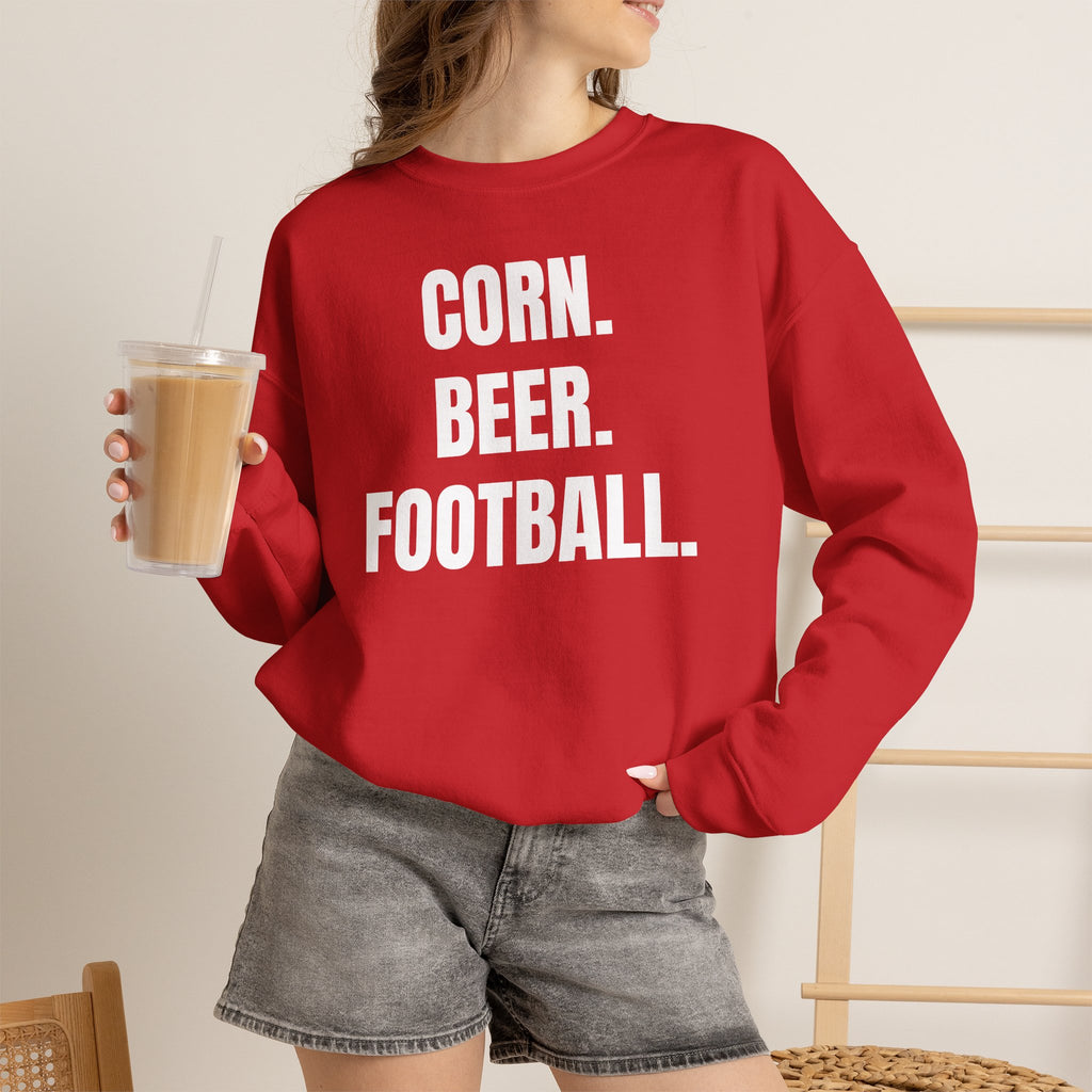 Corn. Beer. Football. Sweatshirt — Casual Game Day Crewneck