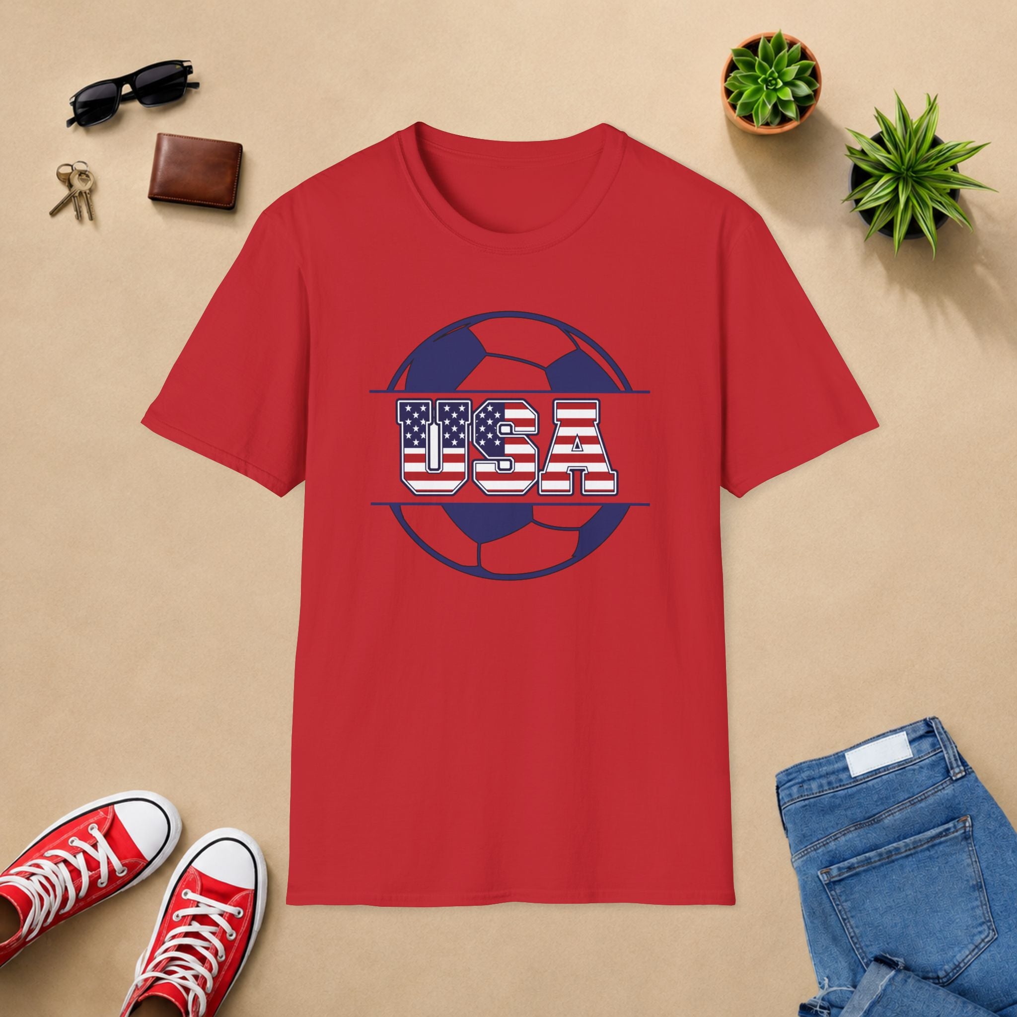 USA Soccer T-Shirt — American Flag Soccer Design