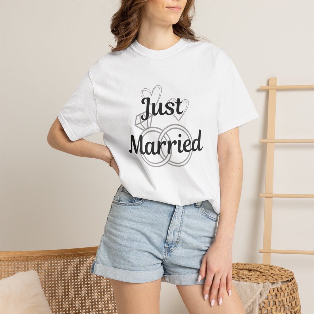 Just Married T‑Shirt — Personalized Last Name Wedding Tee