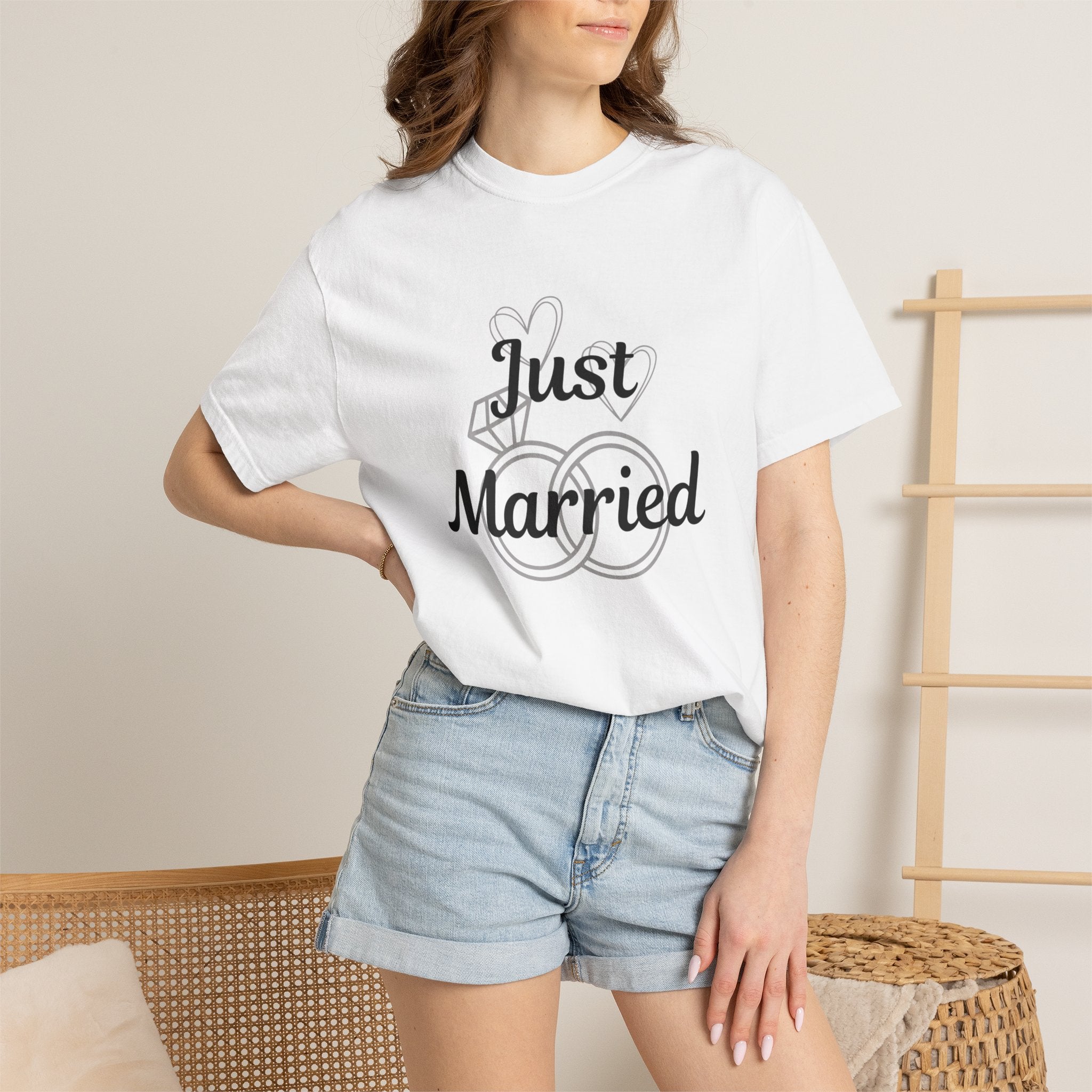 Just Married T‑Shirt — Personalized Last Name Wedding Tee