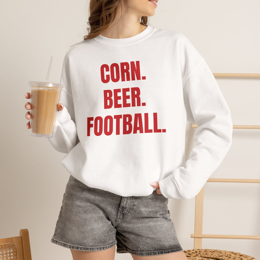 Corn. Beer. Football. Sweatshirt — Casual Game Day Crewneck