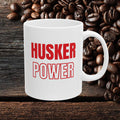 Coffee Mug — "Husker Power" Bold Red Typography Ceramic Mug (11oz & 15oz)
