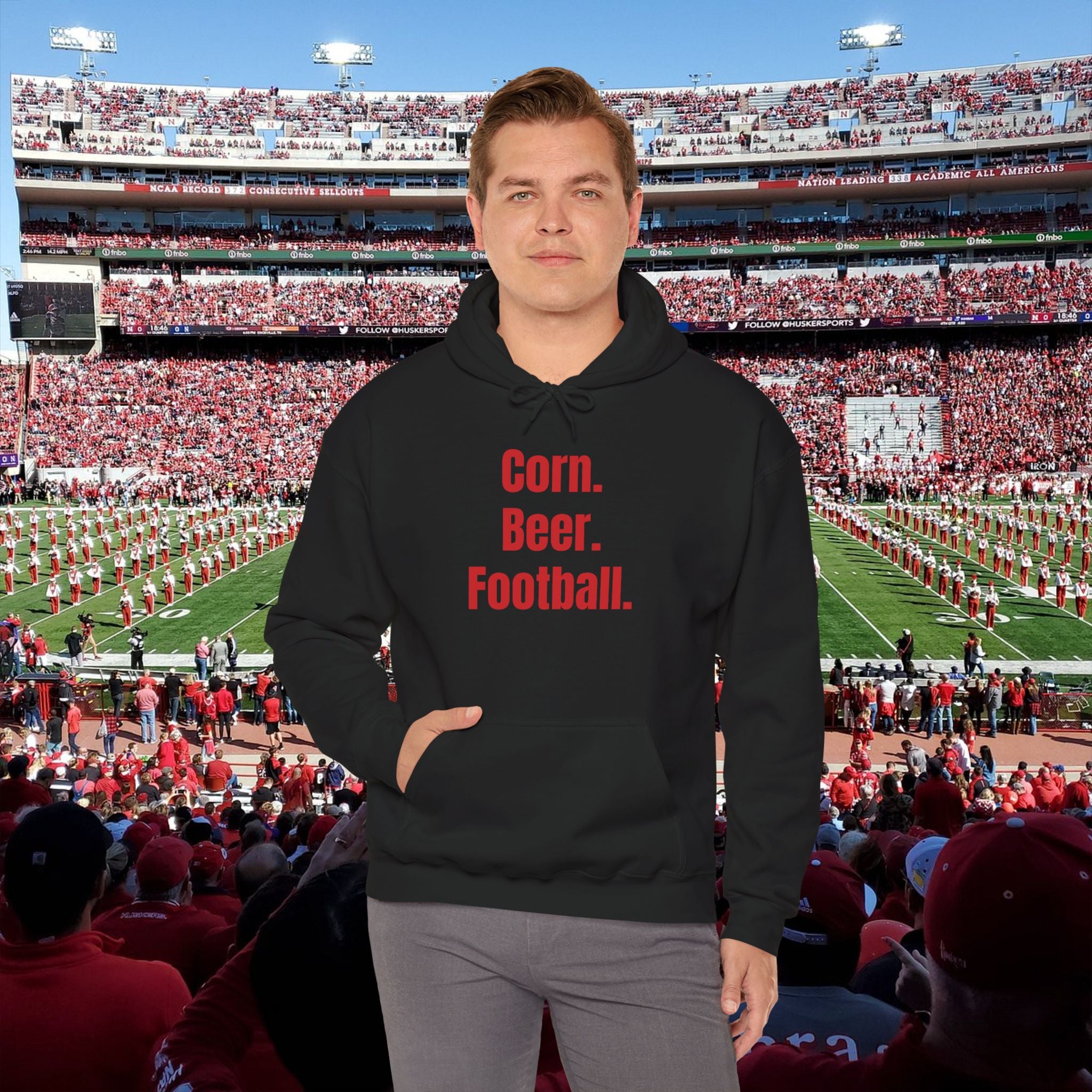 Corn. Beer. Football. Hoodie — Tailgate & Game Day Pullover for Fans