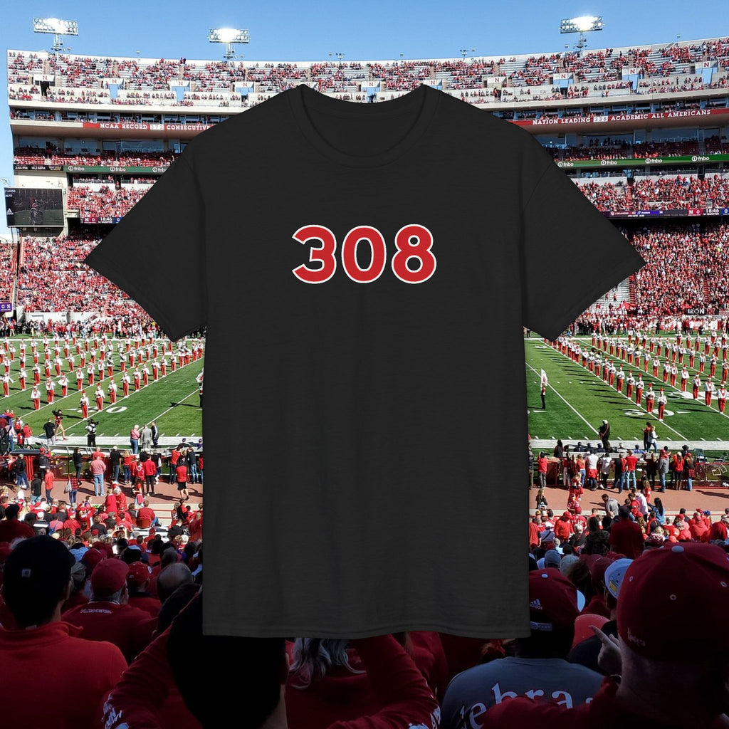 308 Number Tee — Simple Red Athletic Graphic T-Shirt