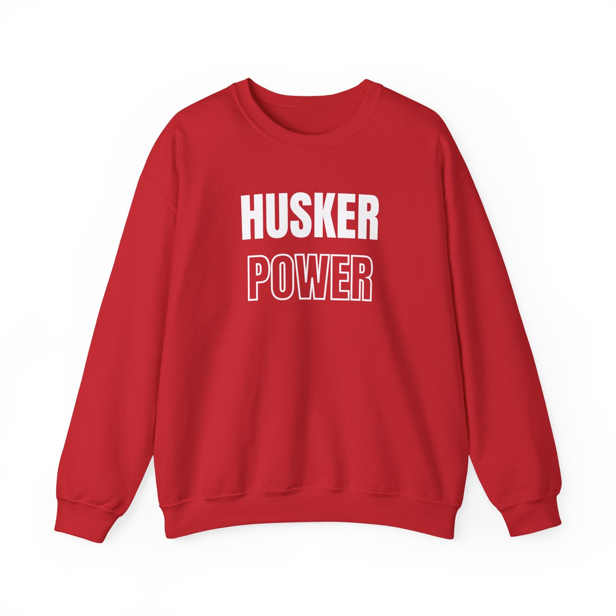 Crewneck Sweatshirt — "HUSKER POWER" Bold Red College Football Fan Pullover