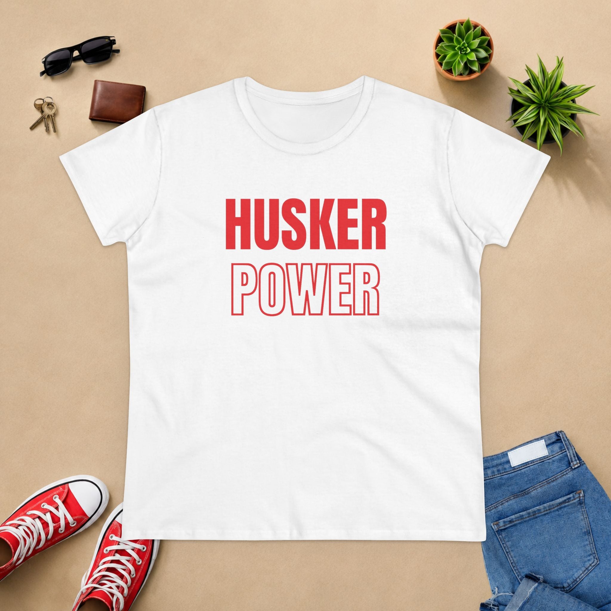 Husker Power Women's T‑Shirt — Bold Red Fan Tee