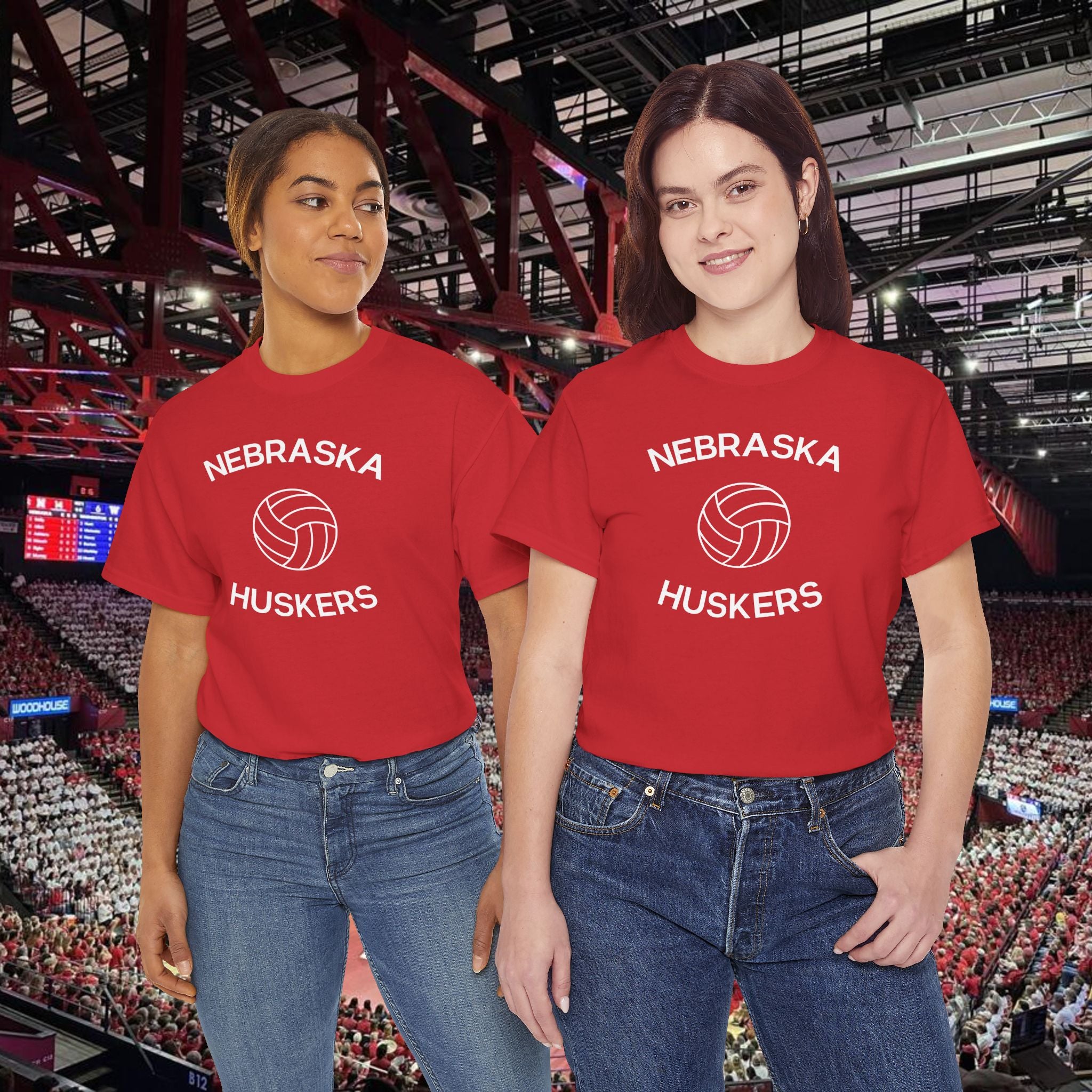 Nebraska Huskers Volleyball Tee — Vintage Red Logo T-Shirt