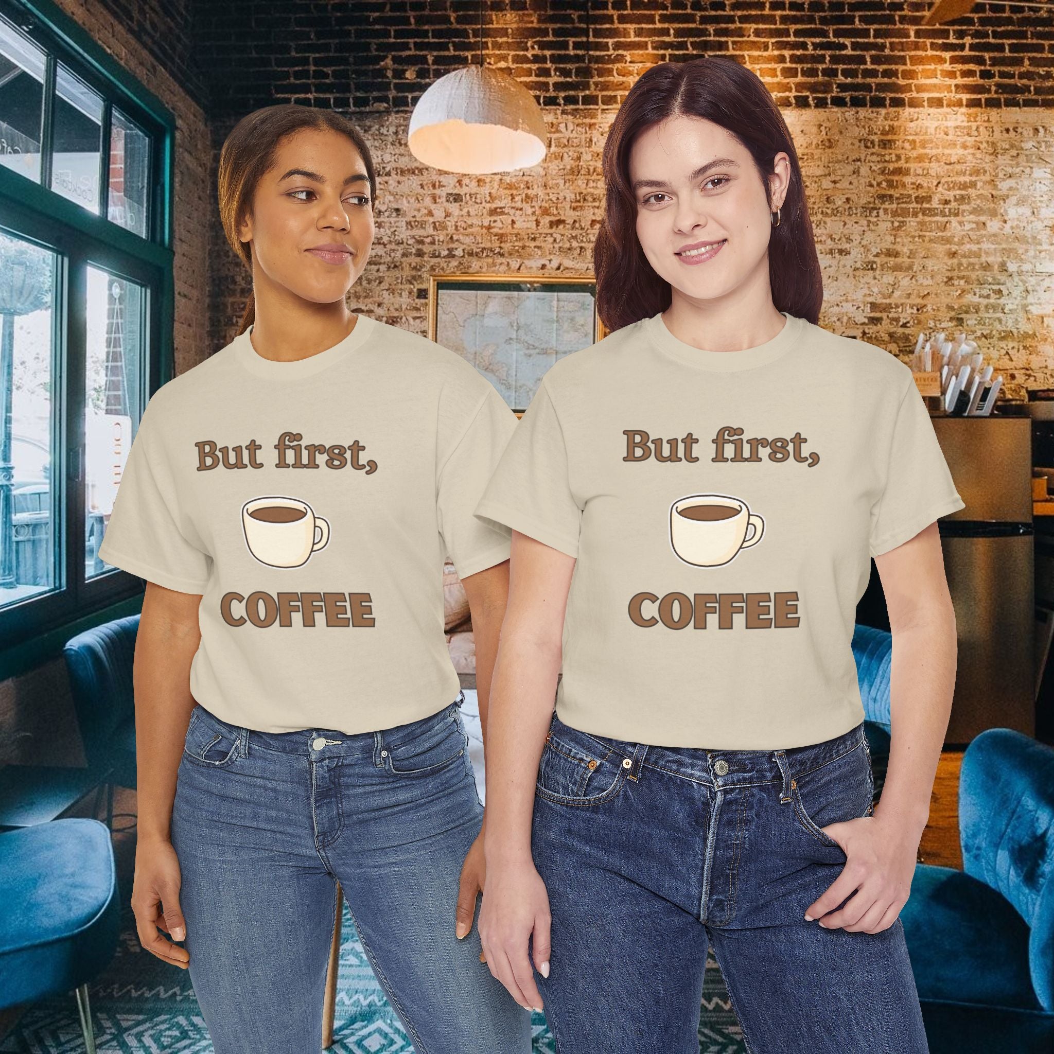 But First Coffee T‑Shirt — Funny Coffee Tee for Coffee Lovers