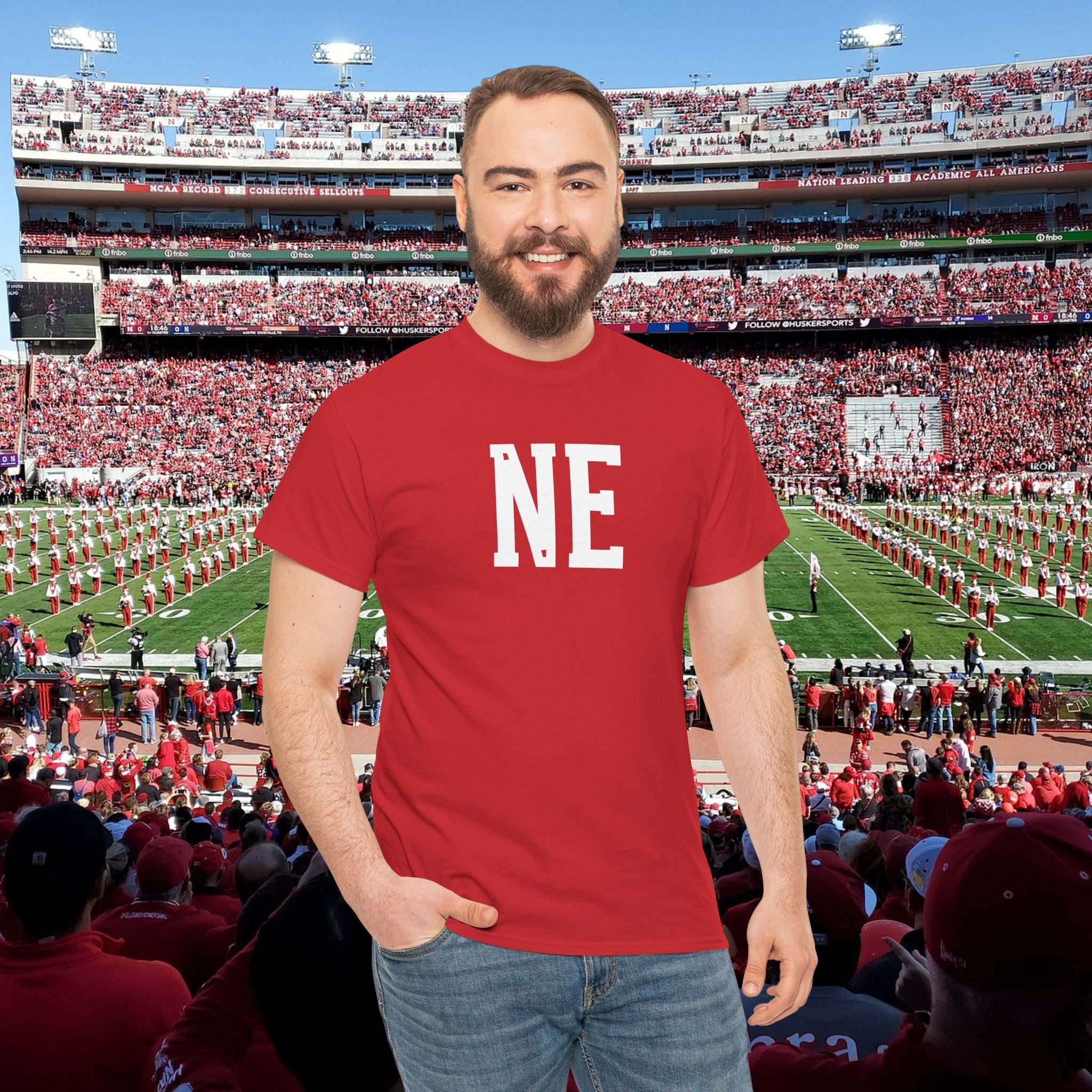 NE Letter T-Shirt — Minimal Red Initial Graphic Tee