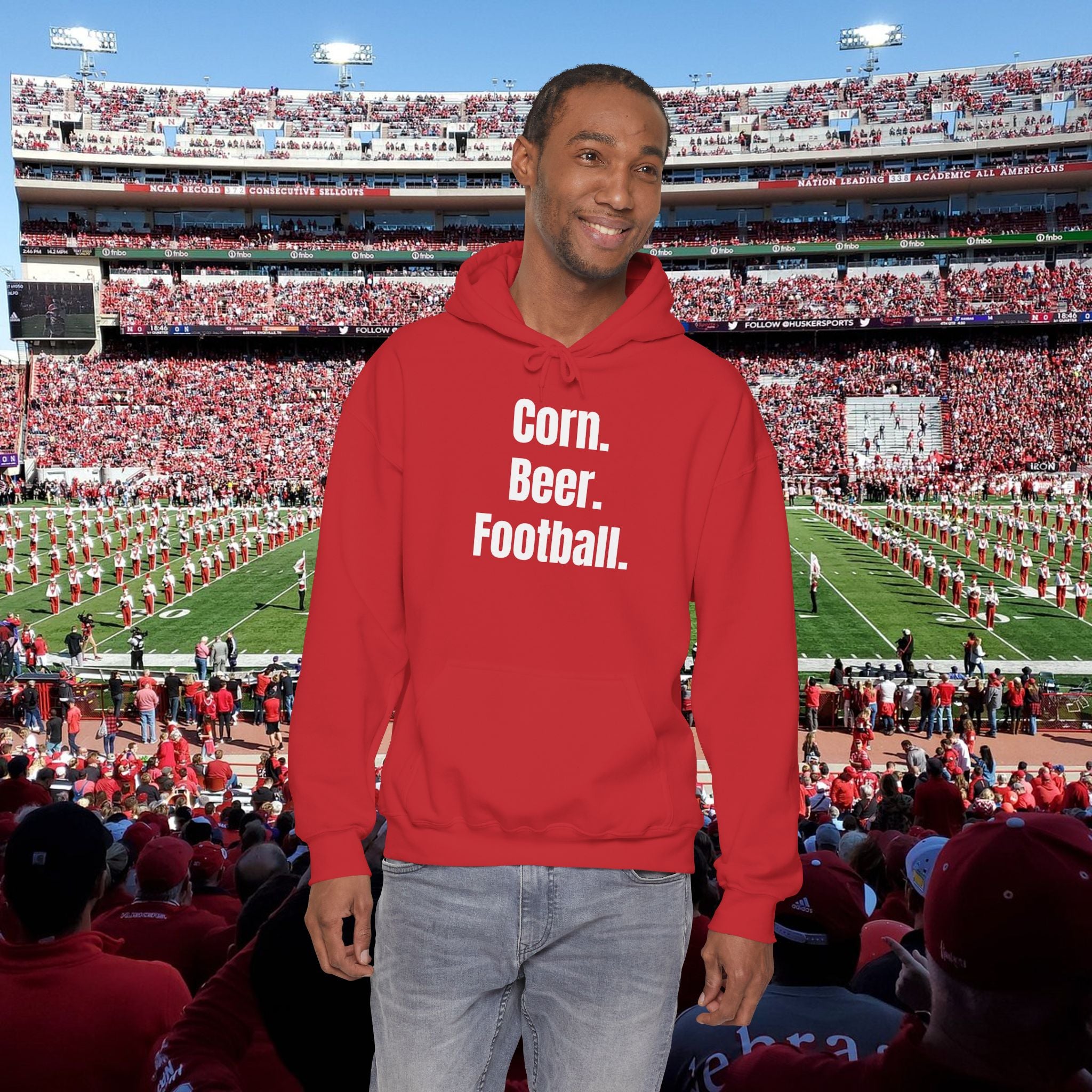Corn. Beer. Football. Hoodie — Tailgate & Game Day Pullover for Fans