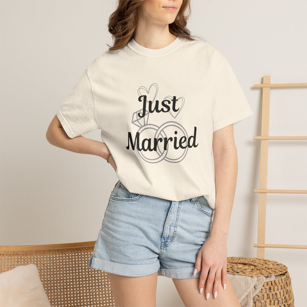Just Married T‑Shirt — Personalized Last Name Wedding Tee