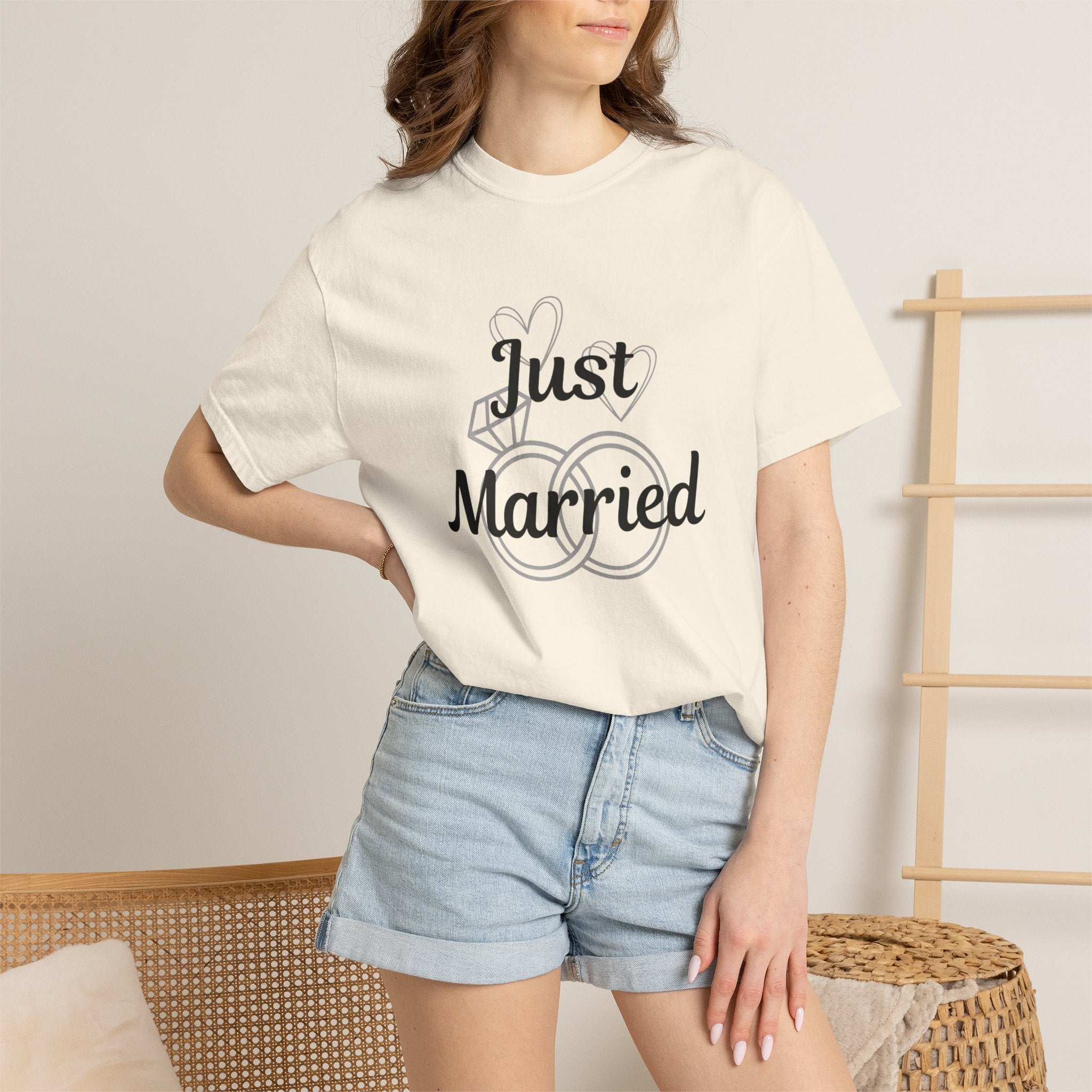 Just Married T‑Shirt — Personalized Last Name Wedding Tee