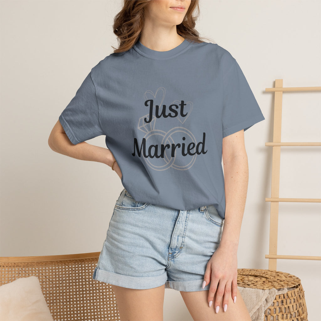Just Married T‑Shirt — Personalized Last Name Wedding Tee