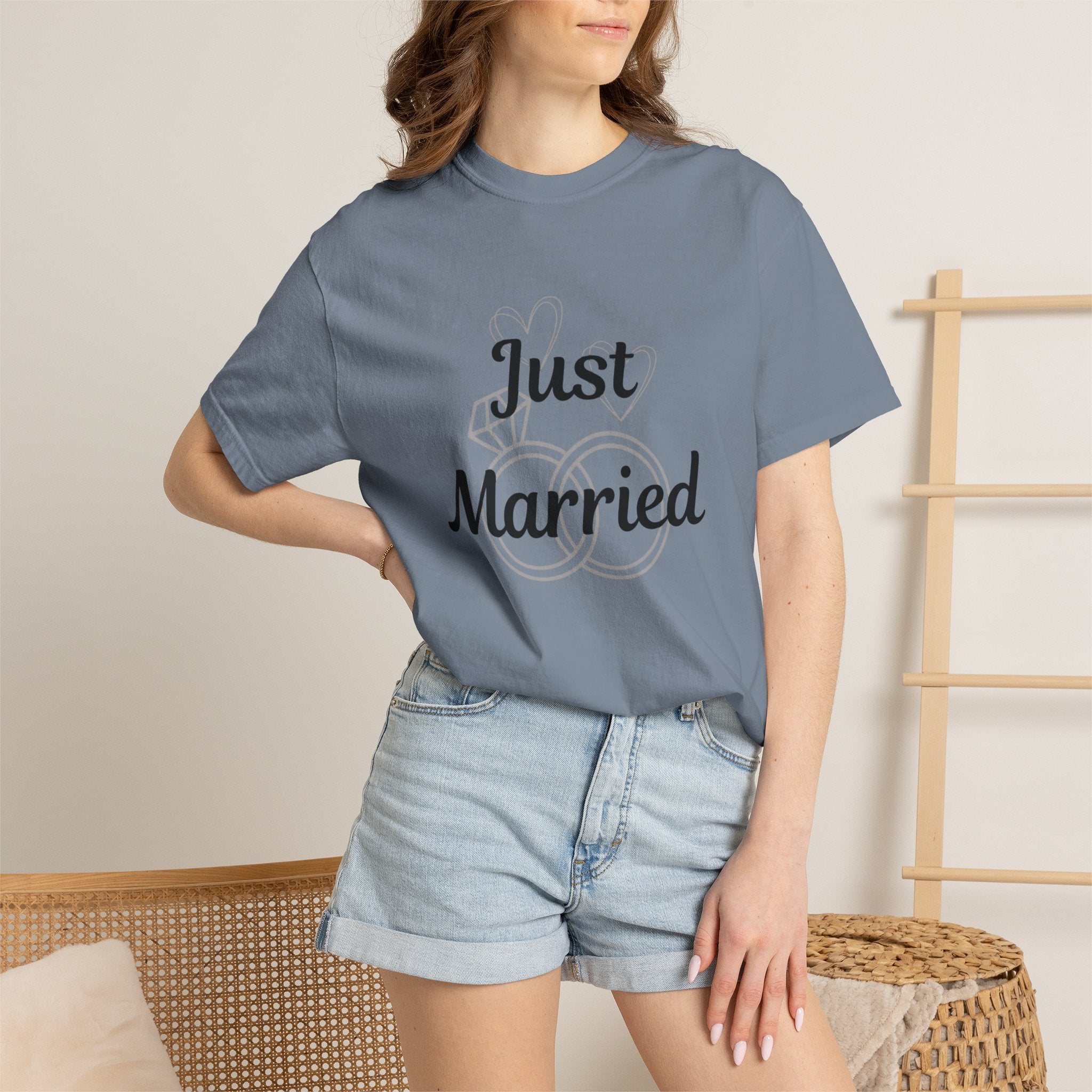 Just Married T‑Shirt — Personalized Last Name Wedding Tee