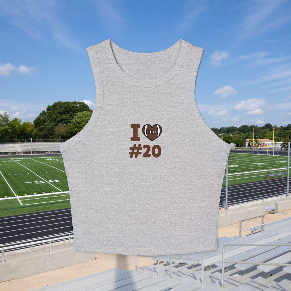 PERSONALIZABLE - Football Fan Racer Tank — “I  Heart #--” Women's Micro Rib Crop Top
