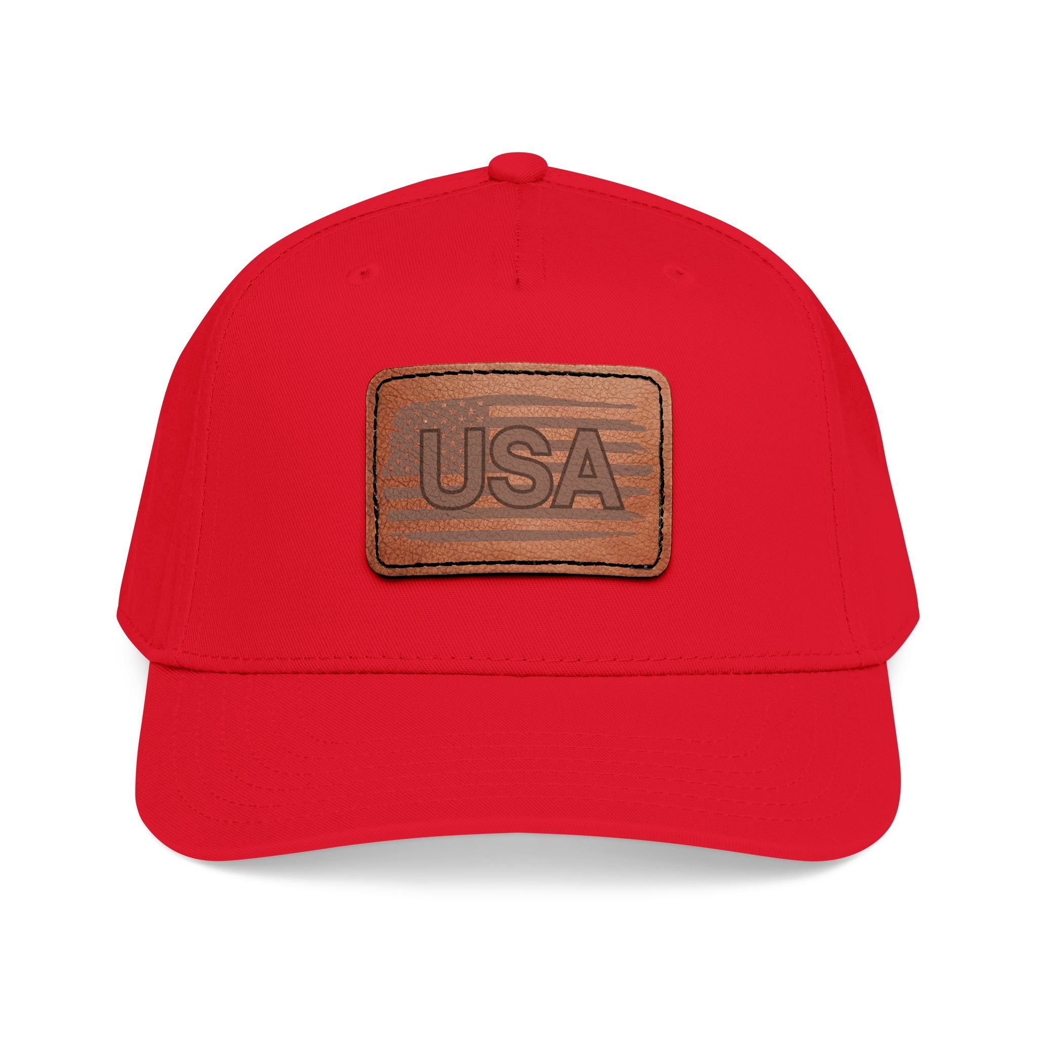 USA Leather Patch Mid Profile Baseball Cap