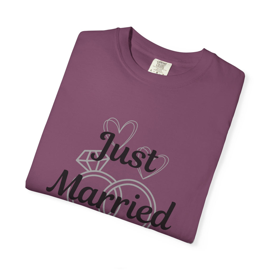 Just Married T‑Shirt — Personalized Last Name Wedding Tee