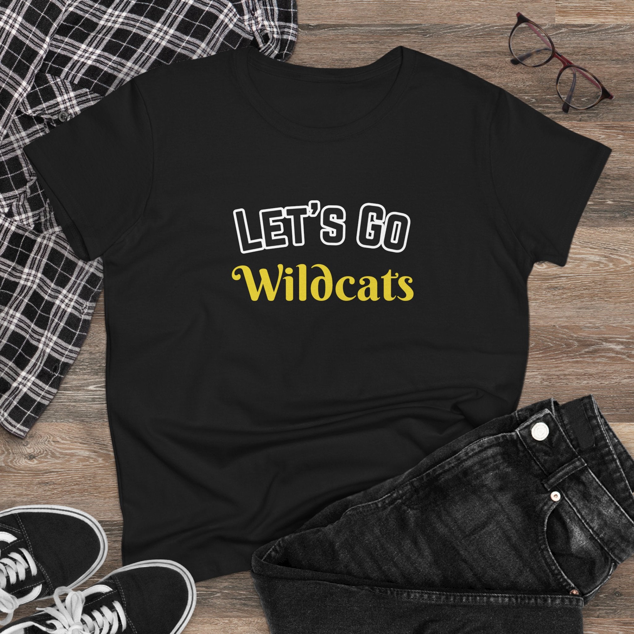 PERSONALIZABLE - Let's Go (Custom Yellow Text) Women's Tee — Cheerleading Game Day Fan Shirt