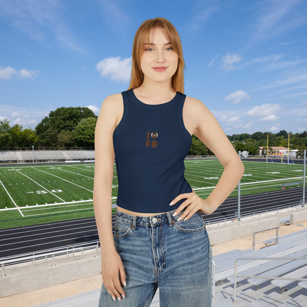 I Heart FB Cropped Racer Tank — Women's Football Fan Crop Top