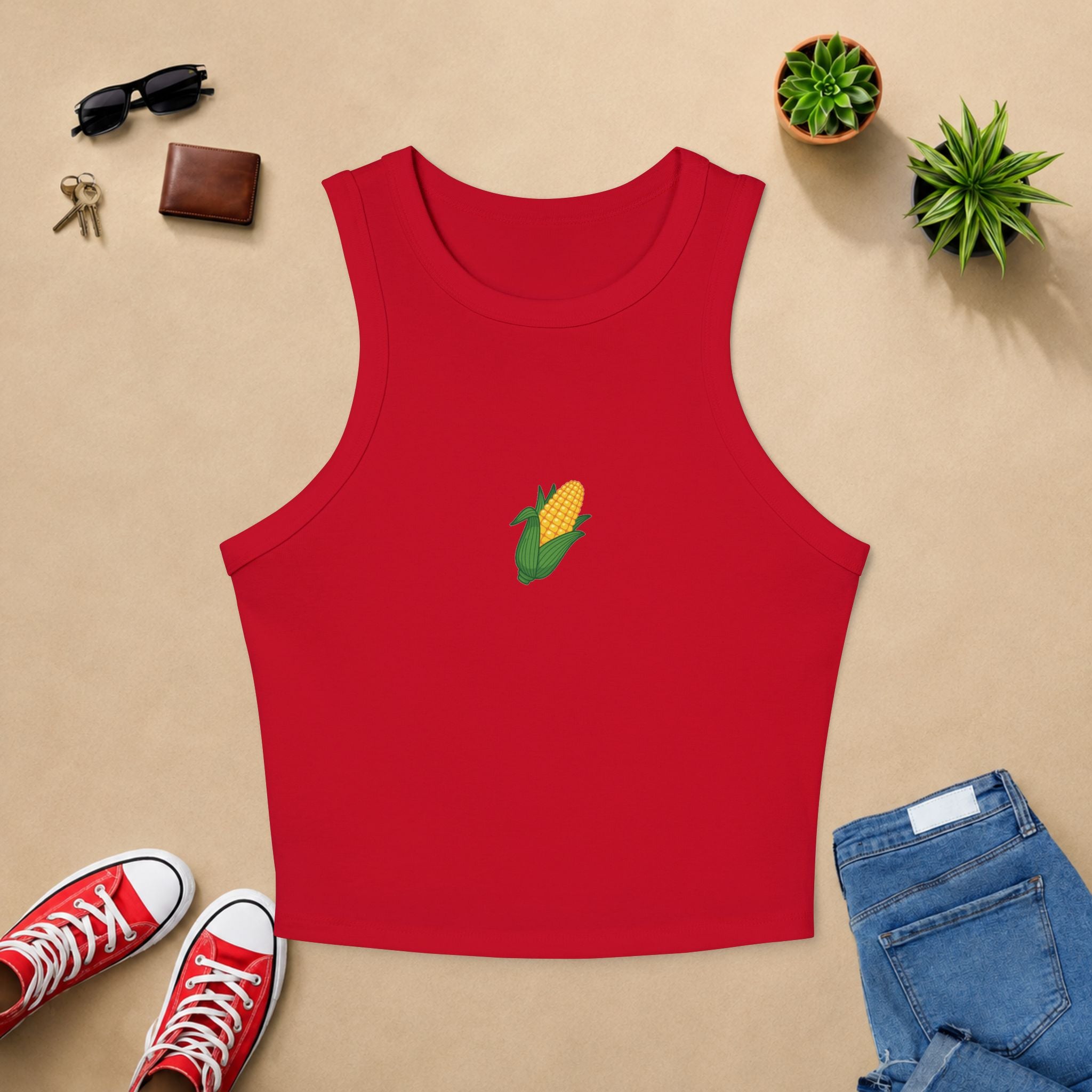 Corn Graphic Racerback Tank Top