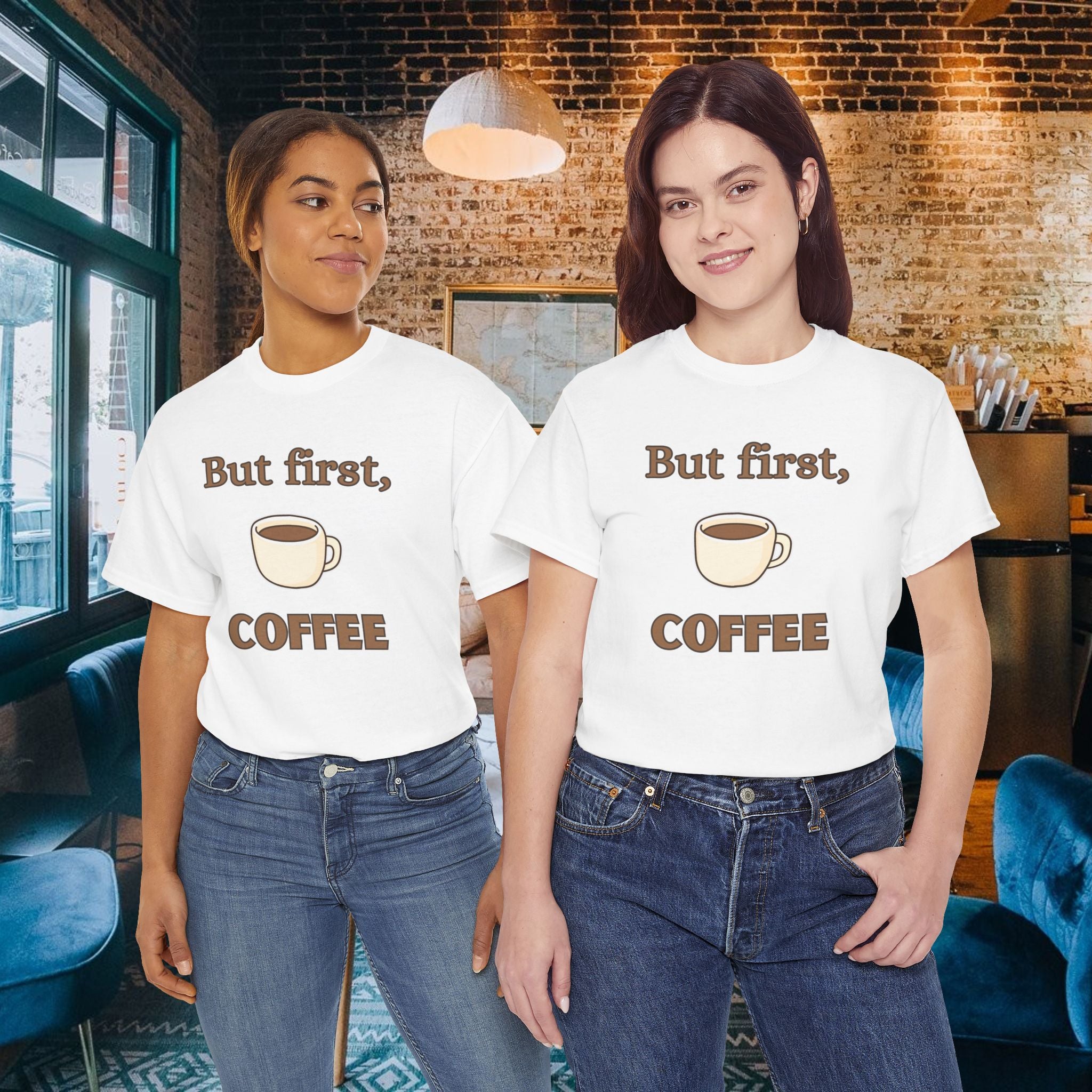 But First Coffee T‑Shirt — Funny Coffee Tee for Coffee Lovers