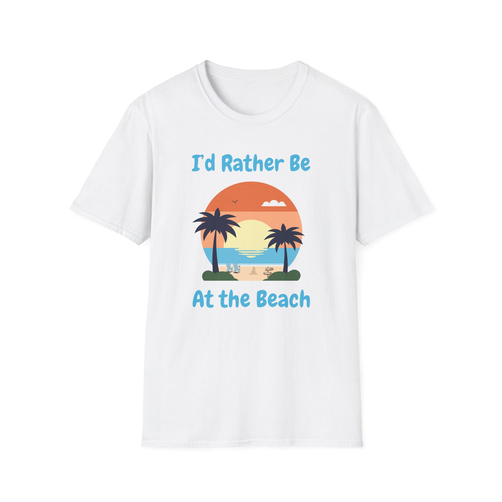 I'd Rather Be At The Beach T-Shirt — Retro Sunset Palm Beach Tee