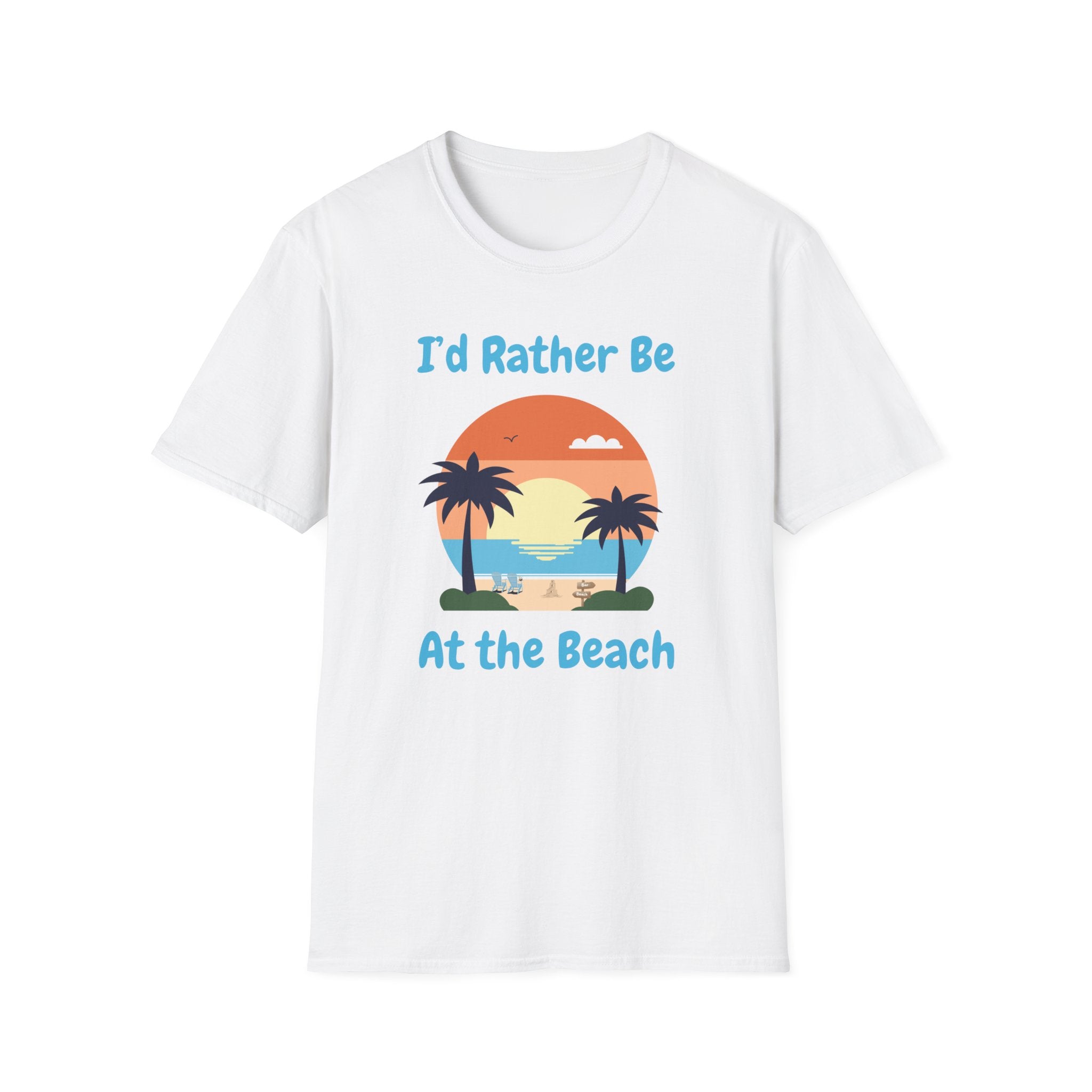 I'd Rather Be At The Beach T-Shirt — Retro Sunset Palm Beach Tee